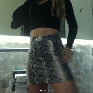 Snakeskin Double Button Mini Skirt